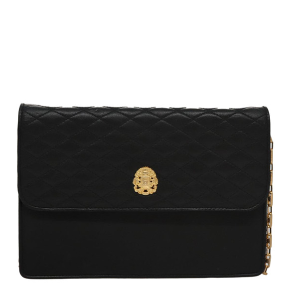 CELINE Chain Shoulder Bag Leather Black Gold Auth 107711 - Picture 13 of 16